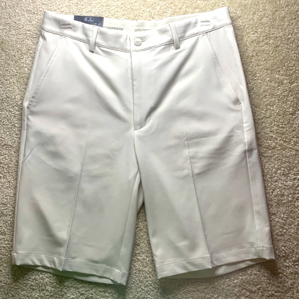 Men’s 30W Off-White/Light Beige Greg Norman Clubhouse Shorts